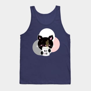 Black cat drinking milk lover Tank Top